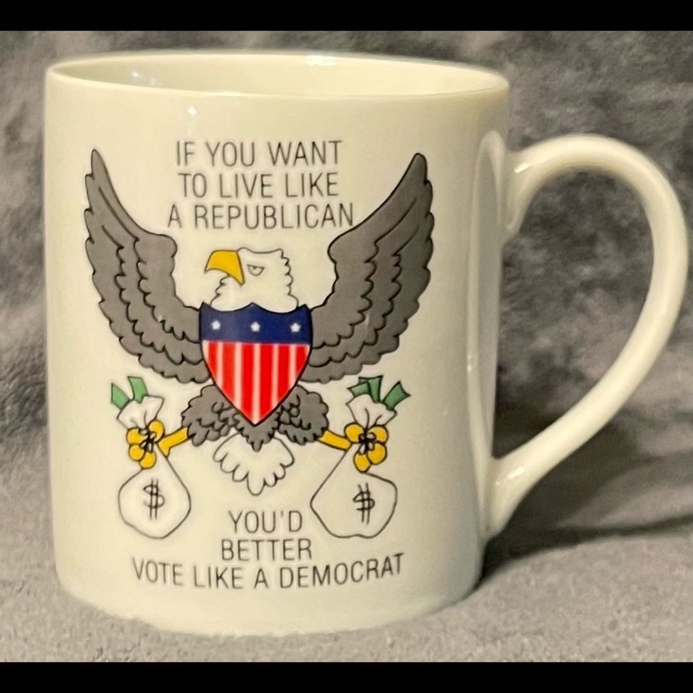 Vintage “Vote Like A Democrat” Eagle Omnibus Porcelain Coffee Mug.
